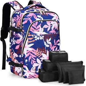 Lekespring Zaino da Viaggio Aereo Bagaglio a Mano per Donne e Uomini, Zaino Bagaglio a Mano con Organizer Valigie 6 Pezzi Set, Borse da Cabina, Zaini Porta PC per Scuola Casual Lavoro Ufficio