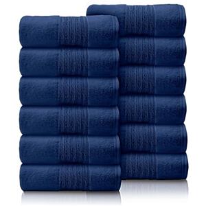 GC GAVENO CAVAILIA Set di 12 asciugamani per il viso (30 x 30 cm), in cotone, ad asciugatura rapida e altamente assorbente, per bagno, spa, palestra, blu