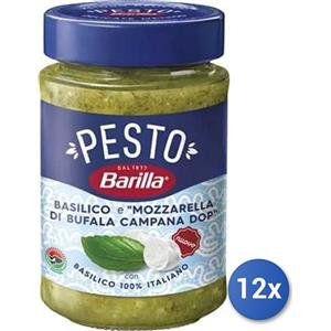Barilla Pesto Basilico e Mozzarella di Bufala Campana DOP, Sugo Pronto Senza Glutine, Consistenza Vellutata e Gusto Delicato, 190 g