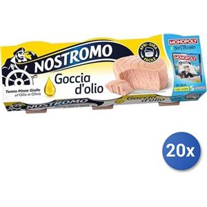 Nostromo Tonno all'Olio di Oliva Goccia d'Olio - 3 Lattine da 65g, Sgocciolato di Qualità Premium, Pronto da Gustare