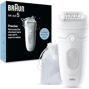 Braun Silk Epil 5 Epilatore Elettrico Donna, Rasoio Elettrico Donna Per Una Epilazione Semplice, Wet & Dry, Pelle Liscia a Lungo, 5-011, Bianco/Grigio