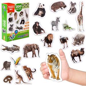 Magdum Magneti da frigorifero per bambini - 19 magneti Animali dello zoo | Grandi animali magnetici realistici per frigorifero, lavagna bianca - Giocattoli Montessori per aula, casa Regalo per bambini