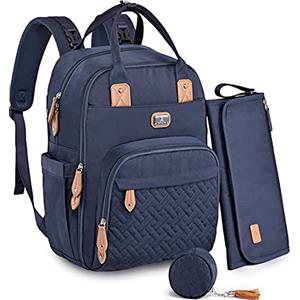 Dikaslon Borsa Zaini fasciatoio, Zainetto fasciatoio grande multifunzione Borsa bebè (Blu navy)