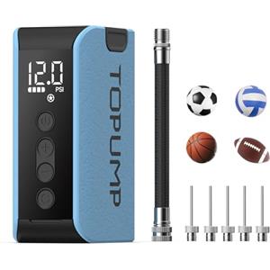 TOPUMP Pompa A Sfera Elettrica con Gonfiaggio e Deflazione, Pompa Pneumatica Portatile Ricaricabile con Manometro (Max 20PSI), per Palloni Sportivi, Pallacanestro, Pallavolo, Rugby