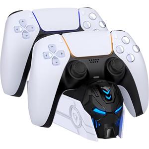 GAMSINGY Base Ricarica PS5, Caricatore Controller PS5 con Ricarica Rapida Di 2 Ore/Indicatore LED, Caricatore Joystick PS5 per Controller Dualsense Wireless/Edge