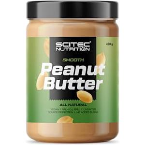 Scitec Nutrition Peanut Butter - Senza olio di palma - Vegano - A basso contenuto di sale - Fonte di proteine - A basso contenuto di zuccheri - Potenziamento energetico naturale, 400 g, Smooth