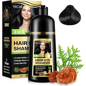 WeiWeiLa Shampoo per tinture per capelli neri 3 in 1, tinture per capelli a lunga durata, copertura al 100%, 500 ml