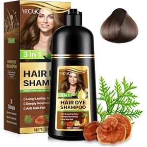 WeiWeiLa Shampoo per tinture per capelli, Shampoo per tinture per capelli istantanee naturali Shampoo per tinture per capelli 3 in 1, lunga durata, Copertura al 100%, 500 ml (Caffè scuro)