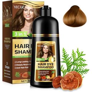 WeiWeiLa Shampoo per tinture per capelli, Shampoo per tinture per capelli istantanee naturali Shampoo per tinture per capelli 3 in 1, lunga durata, Copertura al 100%, 500 ml (Caffè)