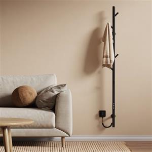 EMKE Scaldasalviette elettrico da bagno, termostato intelligente WiFi, scaldasalviette elettrico a barra singola, 150 cm di altezza, Nero