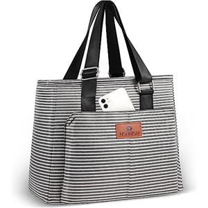 HSHRISH Borsa Termica Porta Pranzo Donna, Impermeabile a prova di perdite borsa termica pranzo ufficio, Shopping Scuola Viaggi Campeggio Picnic, 12L Strisce