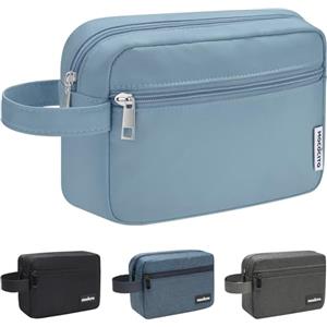 MOCOCITO Beauty Case da Viaggio,Beauty Uomo da Viaggio,Borsa da Toilette per Uomo e Donna, Trousse da Viaggio,2.1L con Maniglia Laterale, Astuccio Porta Tucchi Piccolo, Borsa Cosmetica(Grigio-Blu)