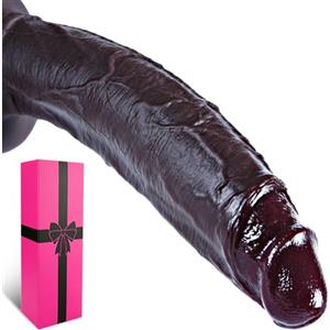 hainuo Dildo gigante extra spesso in silicone a doppia densità con ventosa da 6,2 cm di diametro, enorme dildo realistico nero da 27 cm, dildo extra large per uso vaginale e anale, per utenti esperti