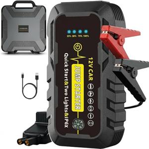 Fuhuihe Avviatore per auto 3000A picco 2000A corrente di avviamento, Power bank portatile per batteria auto 12V per tutti i veicoli a benzina e diesel, con cavi booster intelligenti, torcia LED e porte USB