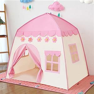 JRUKM Tenda da gioco per bambini Tenda per Bambini interni 130 x 100 x 130 cm, grande tenda da gioco per bambini, casetta giocattolo per ragazze, principessa (rosa)