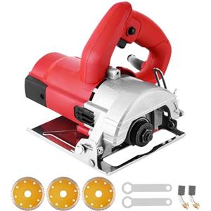 MXBAOHENG Tagliapiastrelle elettrico, 2800 W, 45 gradi, profondità di taglio 0 - 30 mm, sega elettrica con 3 lame per piastrelle per ceramica/piastrelle (lama da 110 mm)