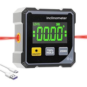 HangYuFly Goniometro digitale con laser elettronico - Misuratore d'angolo magnetico a 4 lati, misuratore di inclinazione a cubo con retroilluminazione, strumento di misurazione ad alta precisione per la