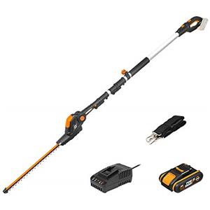 WORX 18V (20V MAX) Tagliasiepi Telescopico a Batteria PowerShare 2Ah, Cesoia Elettrica, Forbici a Batteria con Lama Diamantata Tagliata al Laser, 1 Ora Caricatore Rapido, WG252E