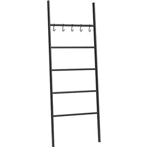 HOOBRO Scala Portasciugamani, Appendiabiti, Portasciugamano Bagno, Scala Decorativa, con 5 movibili Ganci, 58 x 177cm, Stabile, Metallo, Facile da Montare, Nero EBK62CJ01