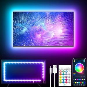 GIPOYENT TV Light Strip, Music Sync LED TV Backlights, for 32-50 Inch TV, LED TV Light with Bluetooth Function - RGB Color Changing Light Strip for Home Theater (9.8ft)