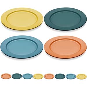 Kyraton piatto servizio piatti in plastica 8 pezzi 25cm, piatti leggeri infrangibili e riutilizzabili Microonde Safe BPA Free lavabile in lavastoviglie