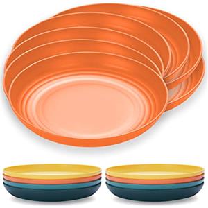 Kyraton servizio piatti in plastica 8 pezzi 23cm, piatti leggeri infrangibili e riutilizzabili Piatti da Cena Leggeri Pasta e Dumpling Microonde Safe BPA Free lavabile in lavastoviglie