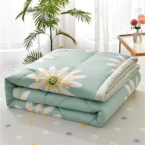 Chickwin Trapuntino Copriletto Matrimoniale Singolo, 3D Semplice Reversibile Coperta Primaverile Autunnale Trapunta Estivo Trapuntato Coperta Letto per Camera da Letto (100x150cm,Verde Naturale)