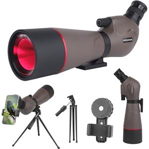 BOSSDUN 20-60x80mm Cannocchiale Zoom ad Alta Potenza con Adattatore per Telefono, Treppiede, Borsa, Oculare Angolato 45°, per Tiro al Bersaglio, Osservazione Uccelli e Caccia