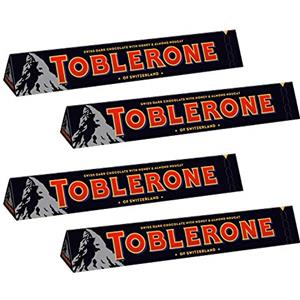 Toblerone Cioccolato fondente con miele e mandorle Torrone Confezione da 4 x 100 g