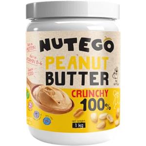 Nutego Burro di Arachidi Croccante Senza Zuccheri - Crema Proteica Spalmabile 1kg - 100% Peanut Butter Senza Sale, Palmfett e Altri Additivi