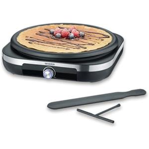 SEVERIN Crepiera Elettrica XXL, 38 cm, 1500W, Piastra Removibile Antiaderente, Temperatura Regolabile, Spatola e Giracrepes Inclusi, 39,5 x 41,0 x 10,5 cm, Nero - CM 2199