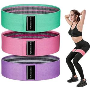 xiluuyou 3 Pezzi Elastici Fitness, Fasce Elastico Fitness in Tessuto con 3 Livelli di Resistenza, Antiscivoli per Fitness Attrezzi Casa per Allenamento Dimagrante, Esercizi Glutei
