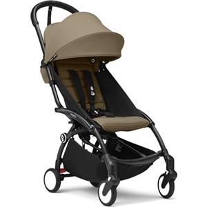 Stokke Passeggino Stokke YOYO3 da 6 mesi - Include telaio nero/cuscino seduta Toffee + Capottina - Si ripiega e si apre in un lampo - Leggero e compatto - Compatibile con il bagaglio a mano