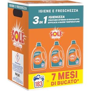 Sole Detersivo Lavatrice Igiene e Freschezza 183 Lavaggi, Formula igienizzante, Detersivo Lavatrice Liquido Igiene e Freschezza, rimuove le macchie a basse temperature