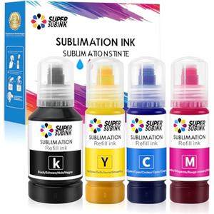 SUPERSUBINK Inchiostro Sublimazione per Epson Ecotank ET-2876 ET-1810 ET-2826 ET-2861 ET-2870 ET-2871 ET-2865 ET-15000 ET-2810 ET-2856 ET-2870, Inchiostro a Sublimazione
