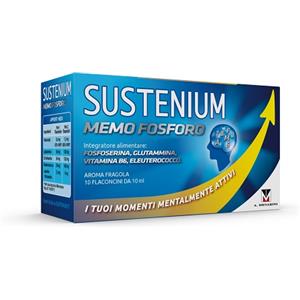 Menarini Sustenium Memo Fosforo - Integratore per Memoria e Concentrazione con Vitamina B6, Glutammina, Fosfoserina ed Eleuterococco - 10 Flaconcini