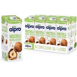 ALPRO CLASSICO, Bevanda alla NOCCIOLA, Alternativa Vegetale al Latte, Naturalmente Senza Lattosio, con Vitamine B2, B12 e D - 8 confezioni x 1 Litro