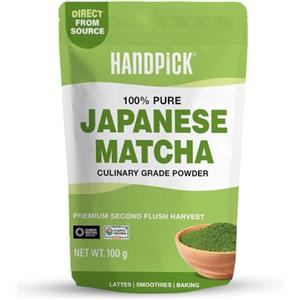 HANDPICK Tè Verde Matcha (100g/100+ tazze) 100% Puro Tè in Polvere Matcha -Direttamente da Shizuoka, Giappone