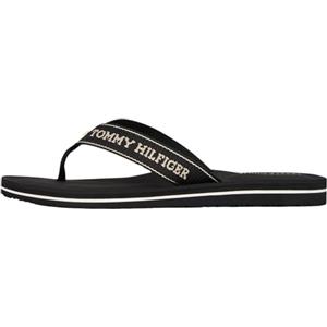 Tommy Hilfiger Donna Infradito Sporty Mid Wedge Summer Sandal con Logo, Nero (Black), 41