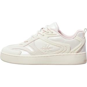 Calvin Klein Donna Sneakers con Suola Preformata Basket Low Effetto Madreperla, Beige (Creamy White/Peach Whip), 38