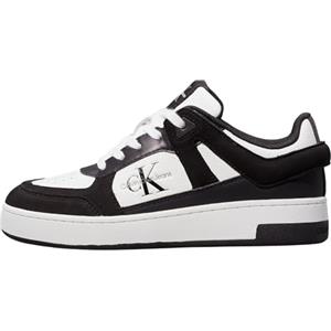 Calvin Klein Donna Sneakers con Suola Preformata Basket Low in Pelle, Nero (Black/Bright White), 41