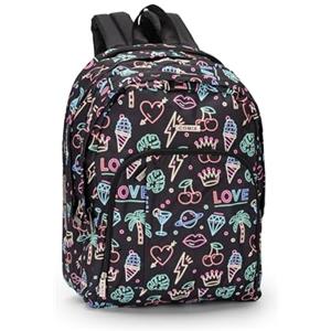 COMIX, ZAINO ORGANIZZATO ALLOVER NEON Unisex-Bambini e ragazzi, Nero, Medio