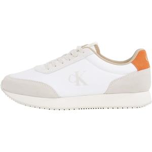 Calvin Klein Uomo Sneakers da Runner Retro Iconic Scarpe, Multicolore (Bright White/Eggshell/A Orange), 46