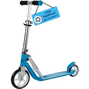 HUDORA Monopattino Little BigWheel - blu cielo - Monopattino in alluminio sicuro per bambini da 3 anni - Altezza regolabile e pieghevole, carico fino a 100kg - Monopattino stabile con grandi ruote