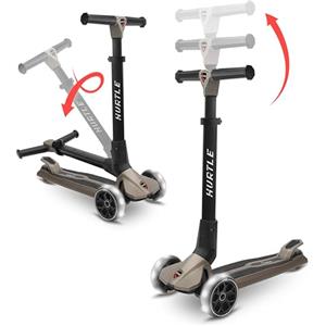 Hurtle Monopattino a 3 Ruote per Bambini - Pieghevole, con Luci LED, Pedana Antiscivolo, Altezza Regolabile, Ideale per il Divertimento All'aperto