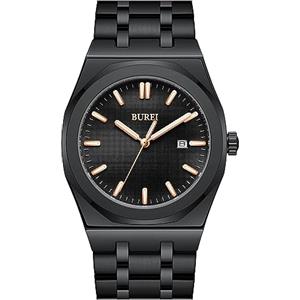 BUREI Classic Orologio in Acciaio Inossidabile per Uomini Giapponese Quartz Dress Orologi Da Polso Impermeabili Analogici Mens Orologi con Data