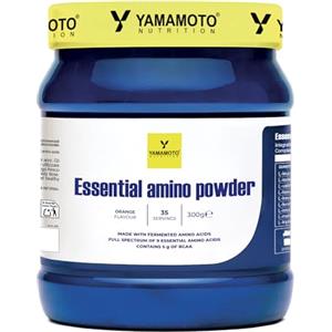YAMAMOTO NUTRITION Essential AMINO POWDER 300 gr, Integratore di Amminoacidi Essenziali EAA e BCAA 2:1:1, Sostiene la Performance e lo Sviluppo della Massa Muscolare, Gusto Arancia