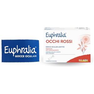 Euphralia Occhi Rossi - Gocce Oculari Lenitive, Rimedio in caso di Discomfort Oculare e Arrossamento, Idrata, con Acido Ialuronico, Camomilla - Confezione da 15 Monodose Richiudibili + Panno Occhiali