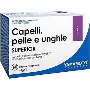 YAMAMOTO RESEARCH Capelli, pelle e unghie SUPERIOR 60 Capsule, Integratore Alimentare di Vitamine e Minerali con Collagene Idrolizzato e Coenzima Q10