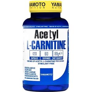 YAMAMOTO Nutrition, Acetyl L-CARNITINE 60 compresse, Integratore Alimentare a Base di Acetil Carnitina 1000mg dose, Stimulant Free